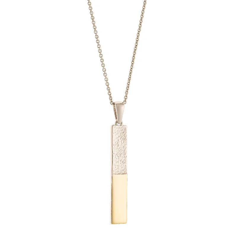 moonstone pendant necklace for women-Galway Crystal Dual Tone Bar Sterling Silver & Gold Pendant