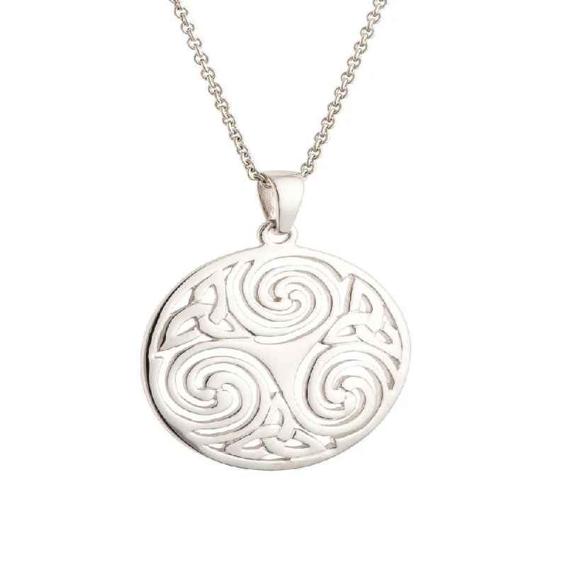 men’s silver pendant chain necklace-Galway Crystal Celtic Swirl Sterling Silver Pendant