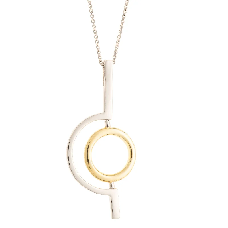 delicate letter pendant necklace-Galway Crystal Orbit Sterling Silver & Gold Pendant