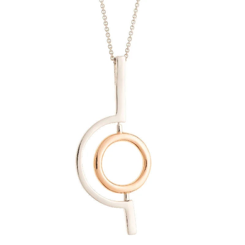 crystal pendant choker necklace-Galway Crystal Orbit Sterling Silver & Orbit Rose Gold Pendant