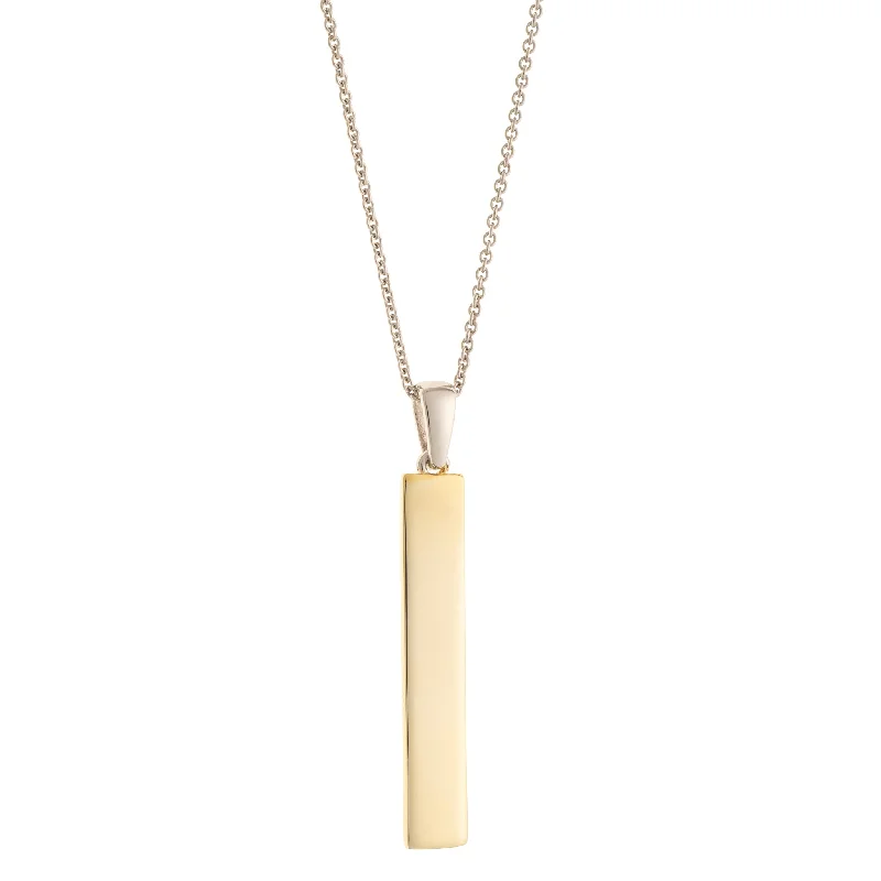 layered gold heart necklace-Galway Crystal Plain Bar Sterling Silver & Gold Pendant