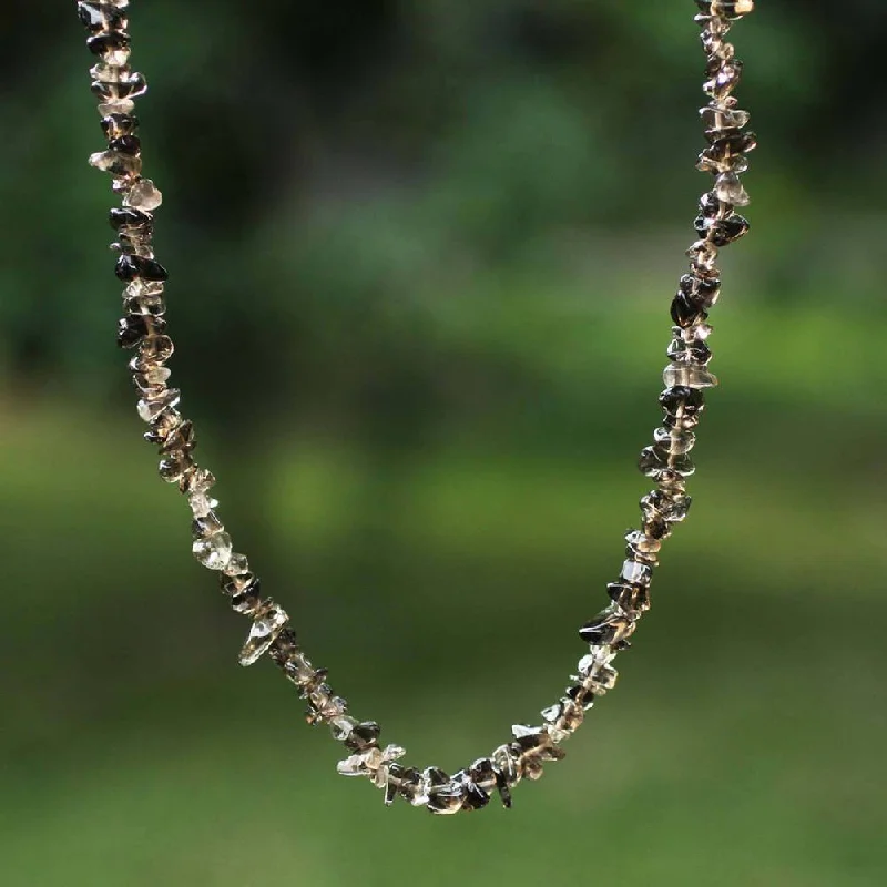 men’s nameplate necklace with engraving-Handmade 'Brazilian Mystique' Smoky Quartz Necklace (Brazil)