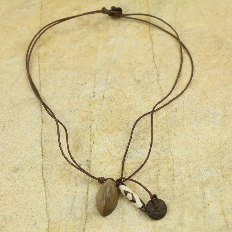 custom silver love necklace-Handmade Leather Soapstone 'Safari' Necklace (Ghana)