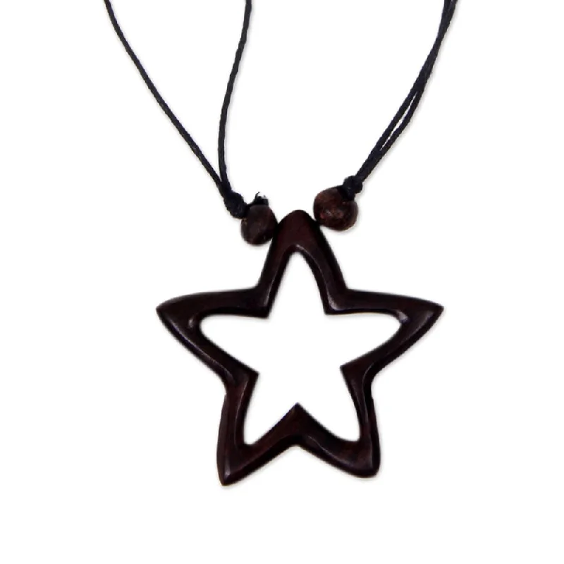 men’s infinity pendant necklace-Handmade Sono Wood 'My Star of Hope' Necklace (Bali)