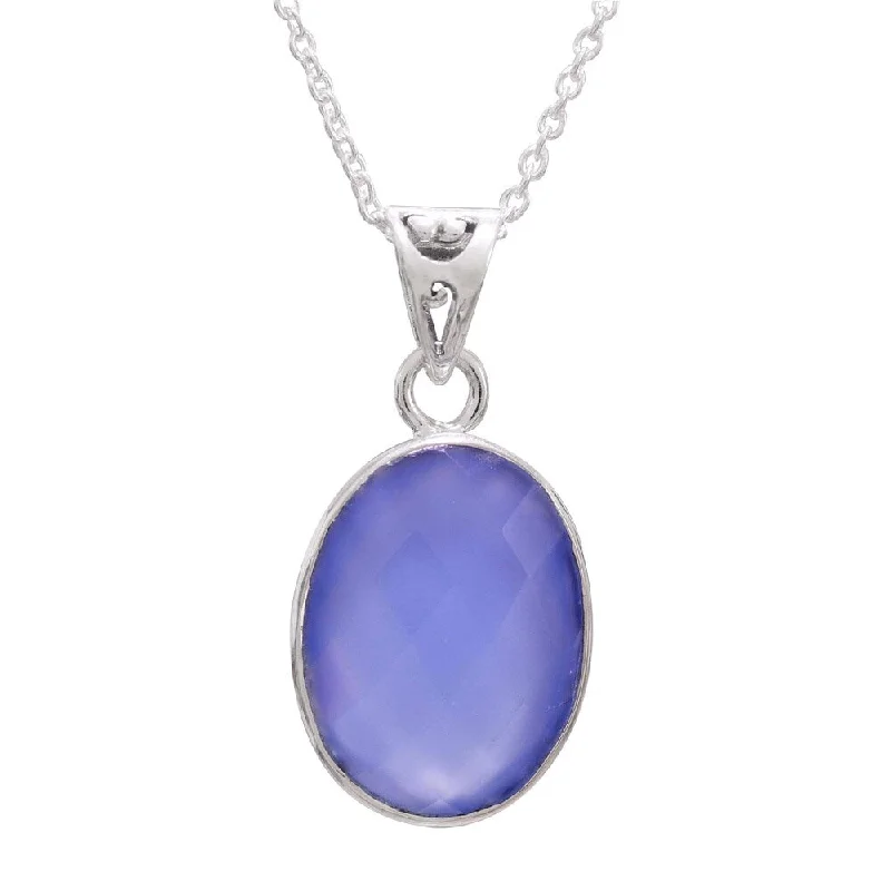 custom photo pendant for necklace-Handmade Sterling Silver 'Blue Serenity' Chalcedony Necklace (India)