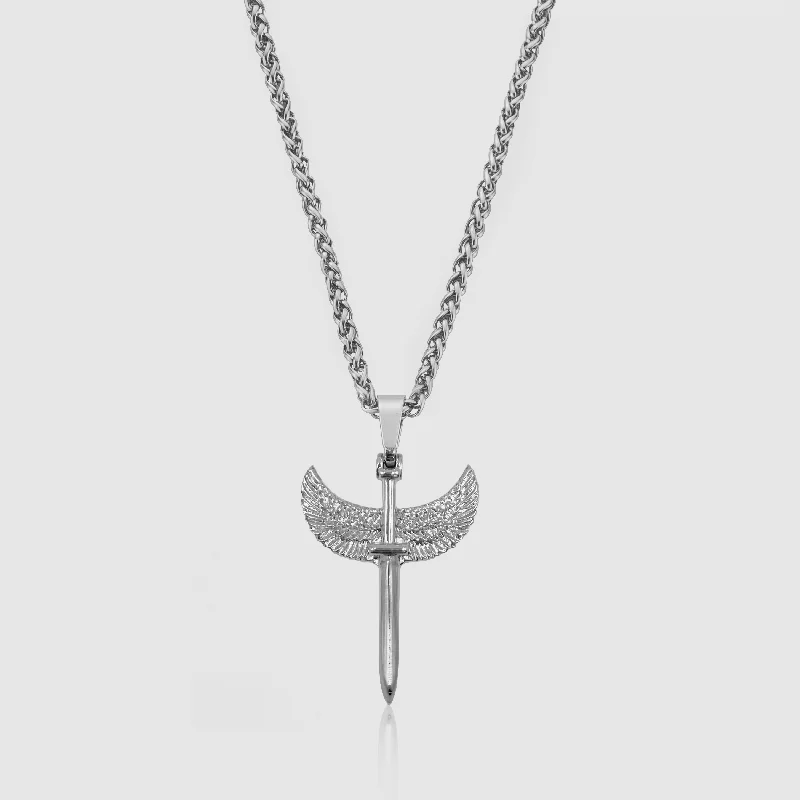 simple charm bar necklace-Instincts (Silver)