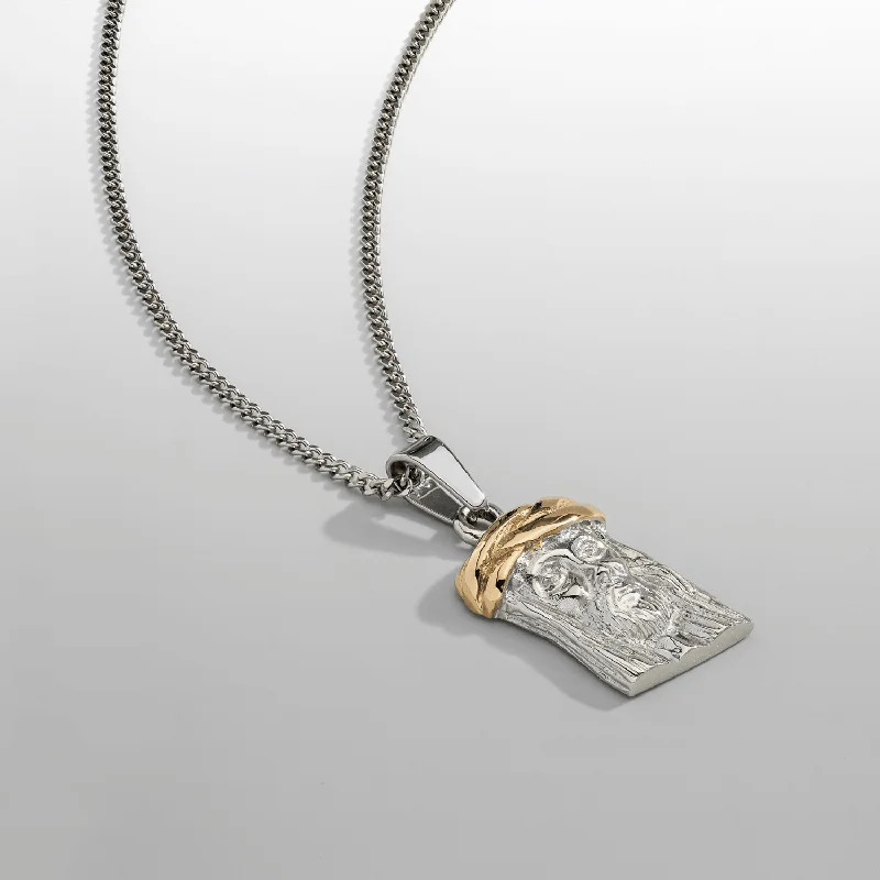 gold love pendant necklace-Jesus Piece (Silver)