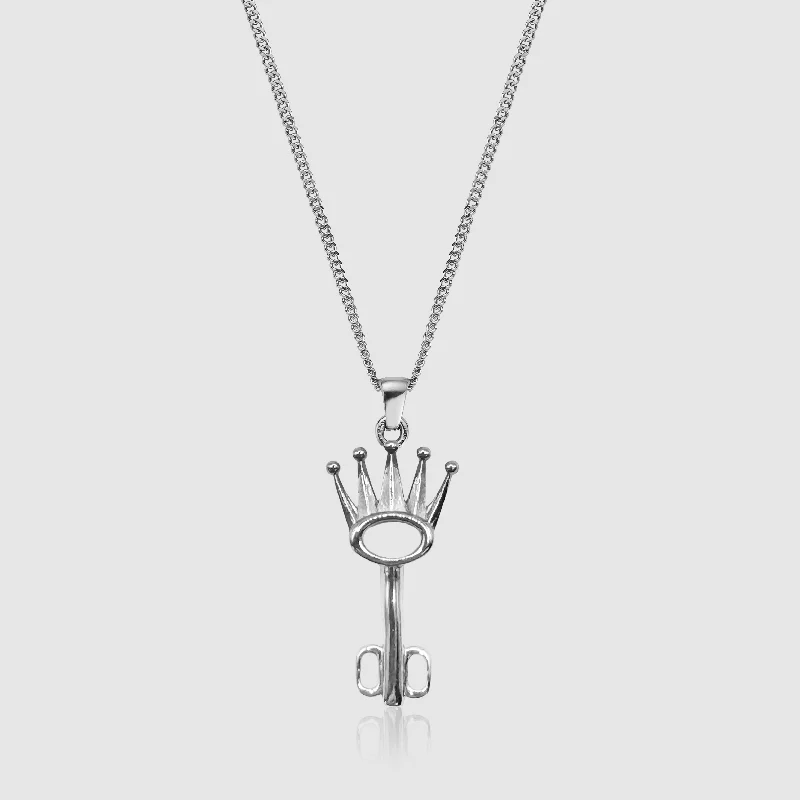 rose gold crystal pendant necklace-King's Key (Silver)