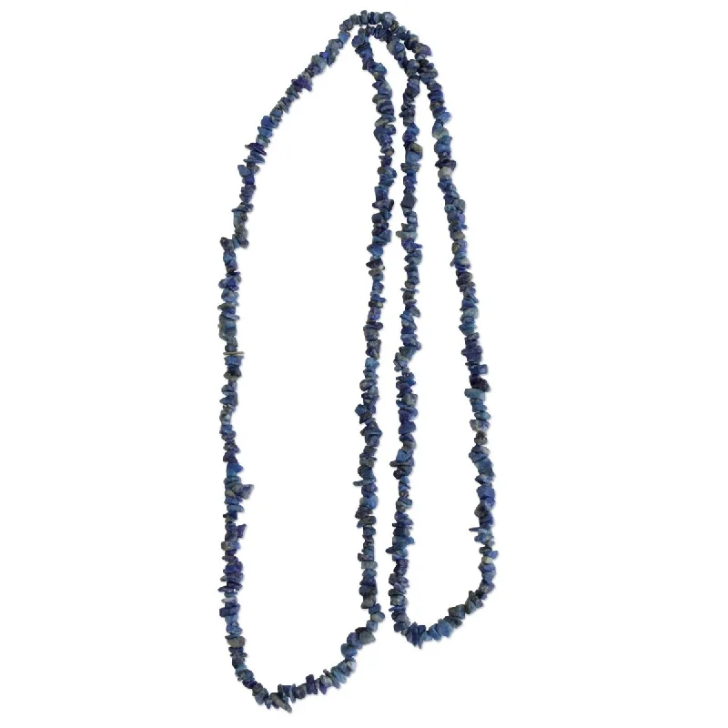 women’s delicate crystal necklace-NOVICA Blue Ridge, Lapis lazuli beaded long necklace