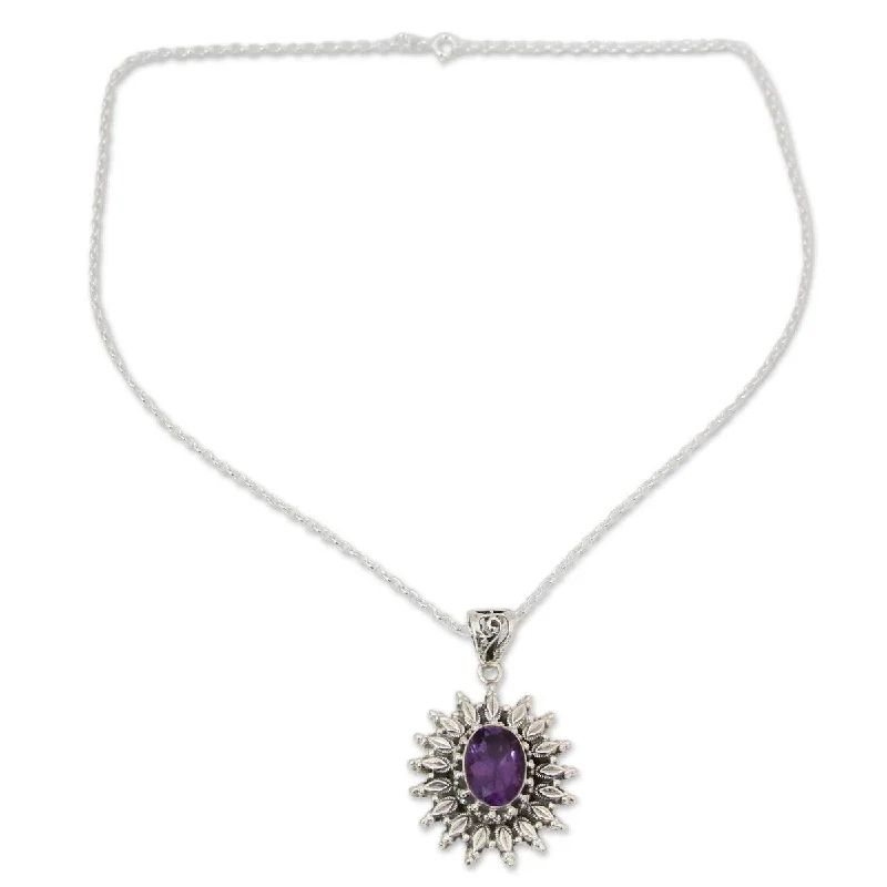 delicate star charm necklace-NOVICA Eternal Radiance, Amethyst pendant necklace