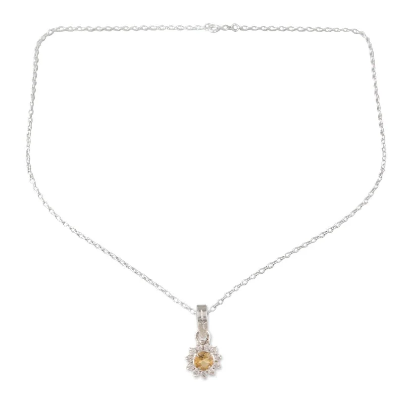 moonstone pendant necklace for women-NOVICA Gleaming Flower, Citrine pendant necklace