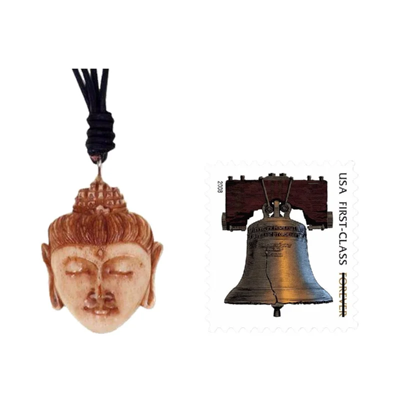 custom gold bar necklace for women-NOVICA Handmade Leather 'Buddha Head II' Necklace