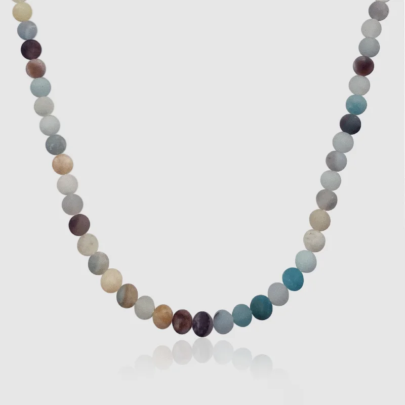 women’s delicate crystal necklace-Ocean Beaded Necklace 8mm