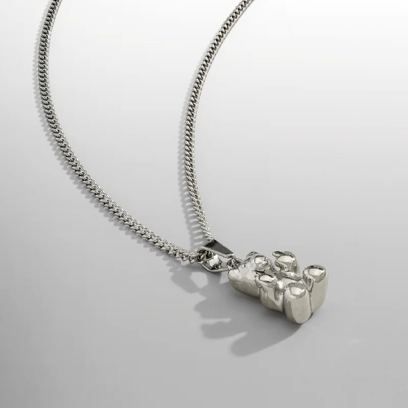 personalized letter charm necklace-Offensive Bear (Silver)