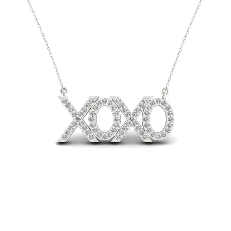 moon and star charm necklace-S925 Sterling Silver 1/5ct TDW Diamond XOXO Necklace