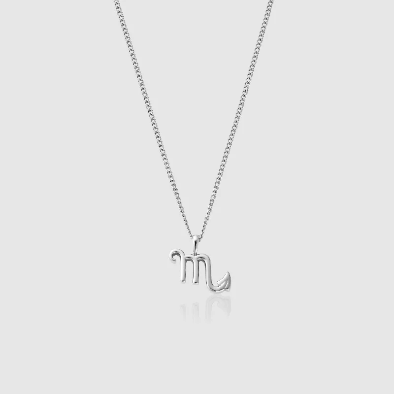 moon charm pendant necklace for women-Scorpio (Silver)