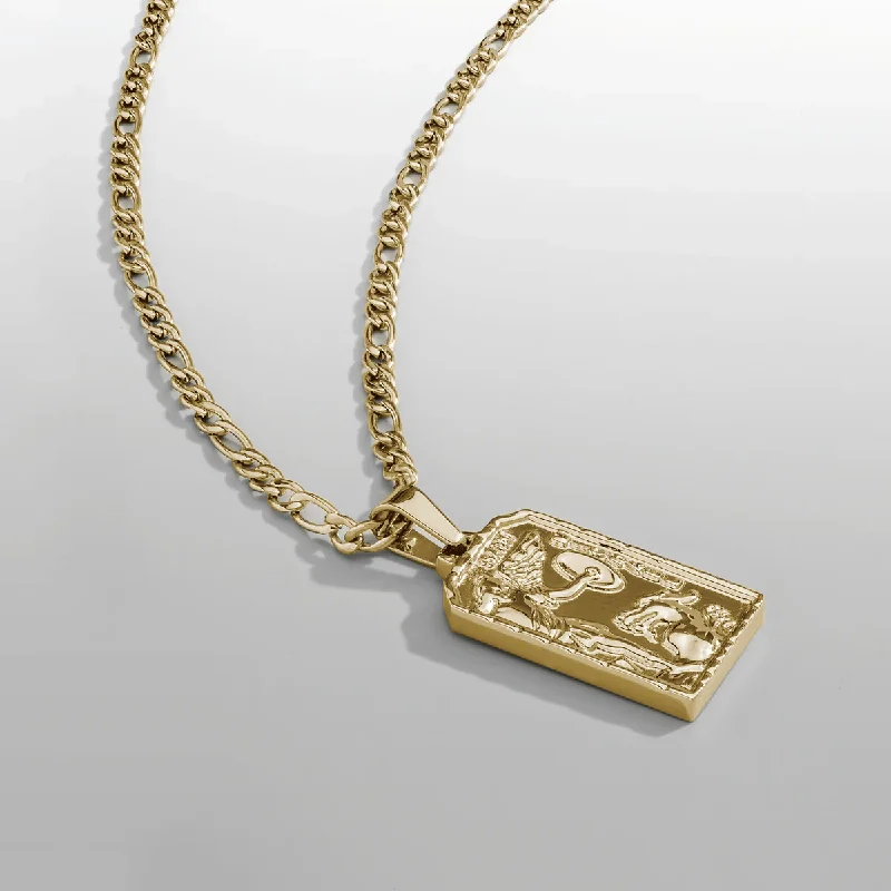 custom zodiac sign necklace-St. Michael (Gold)