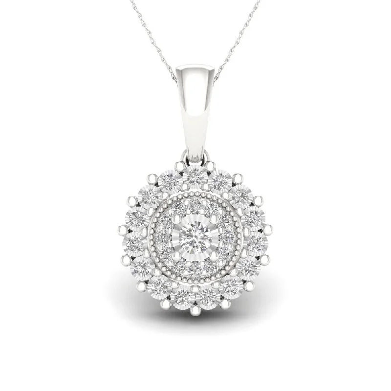 gold triangle pendant necklace-Sterling Silver 1/6ct TDW Diamond Composite Necklace - White