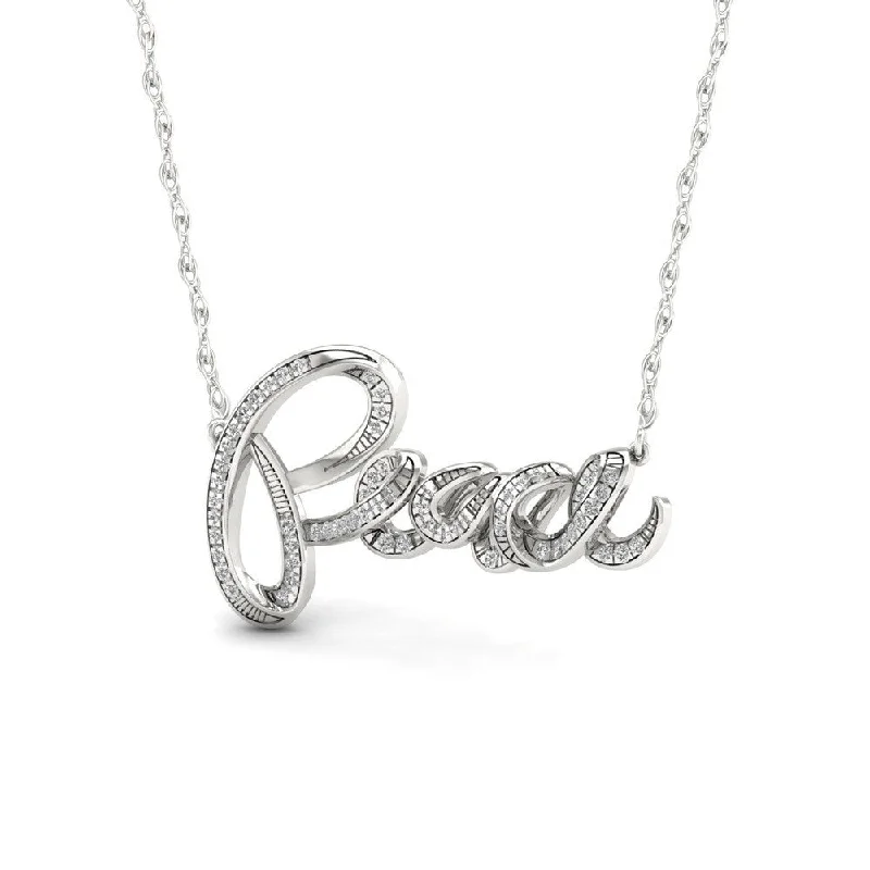 personalized name charm pendant-Sterling Silver 1/6ct TDW Diamond Peace Necklace