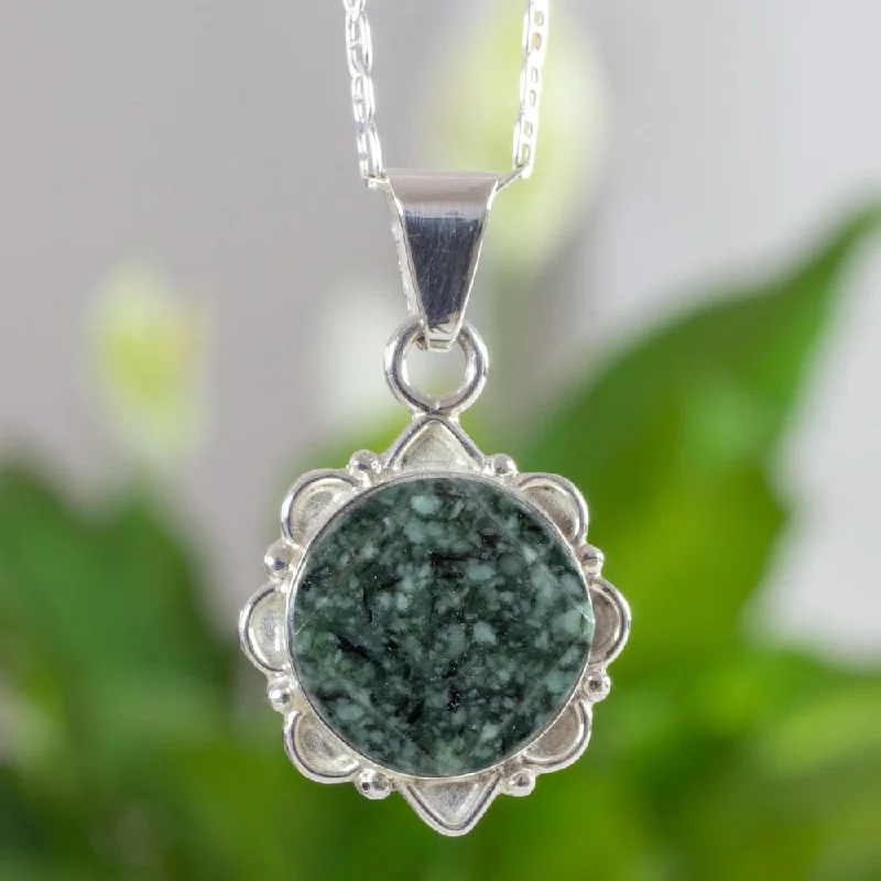 gold pendant necklace for wife-Sterling Silver 'North and South' Jade Necklace - 7'6" x 9'6"