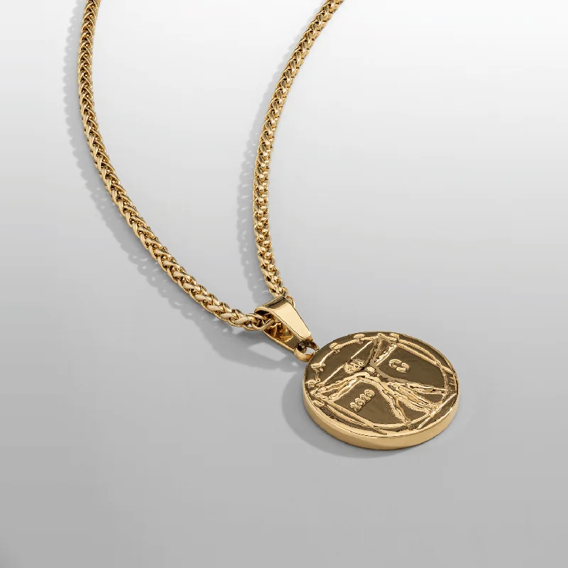 silver moon pendant necklace-Vitruvian (Gold)