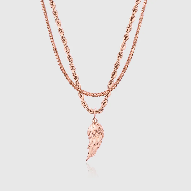 simple custom pendant necklace for her-Wing & Cali Set (Rose Gold)