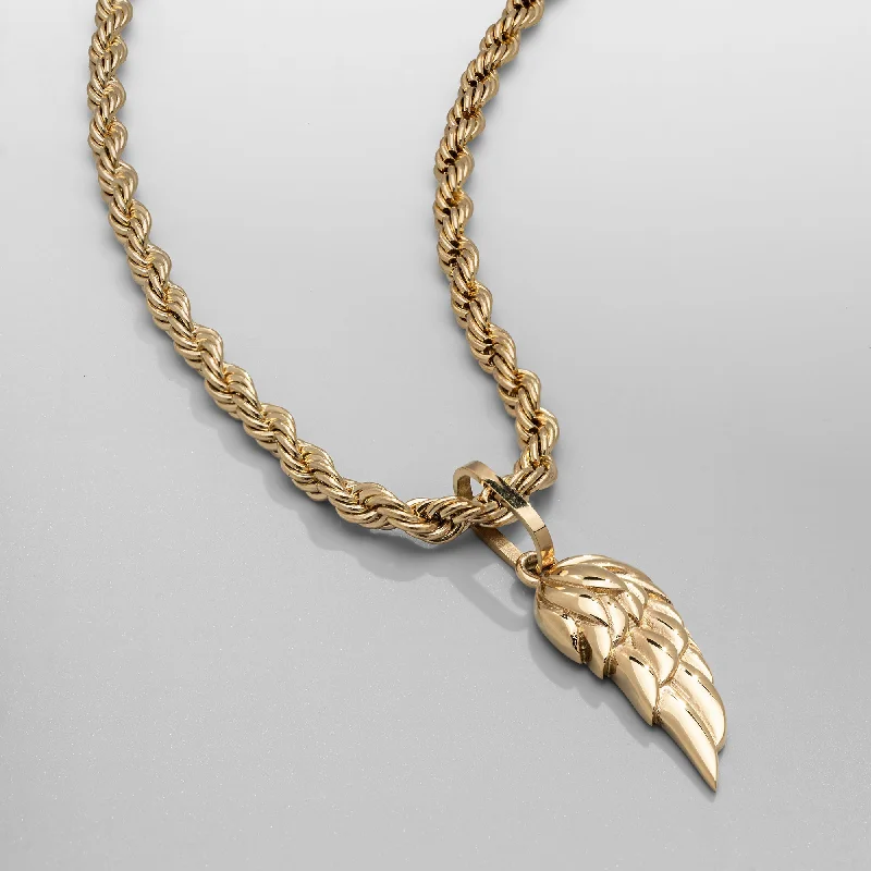 heart charm pendant necklace for girlfriend-Wing (Gold)