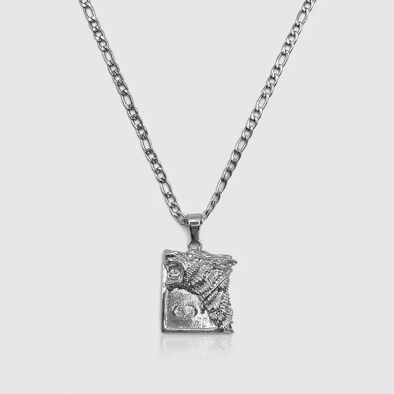 gold moon pendant necklace-Wolf Pendant (Silver)