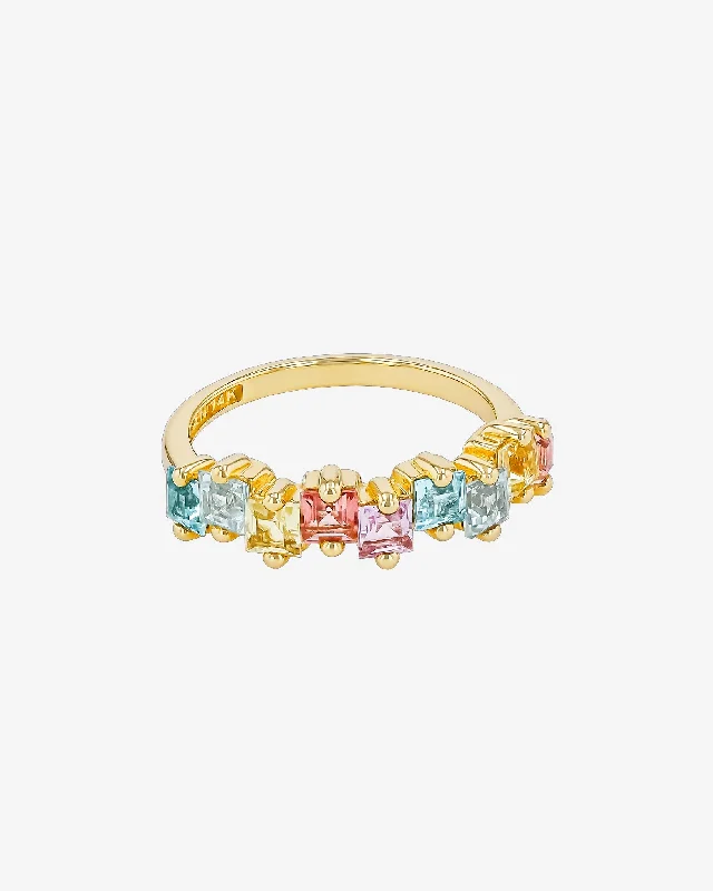 engagement rings with yellow diamonds for women-Cierra Pastel Mix Half Band