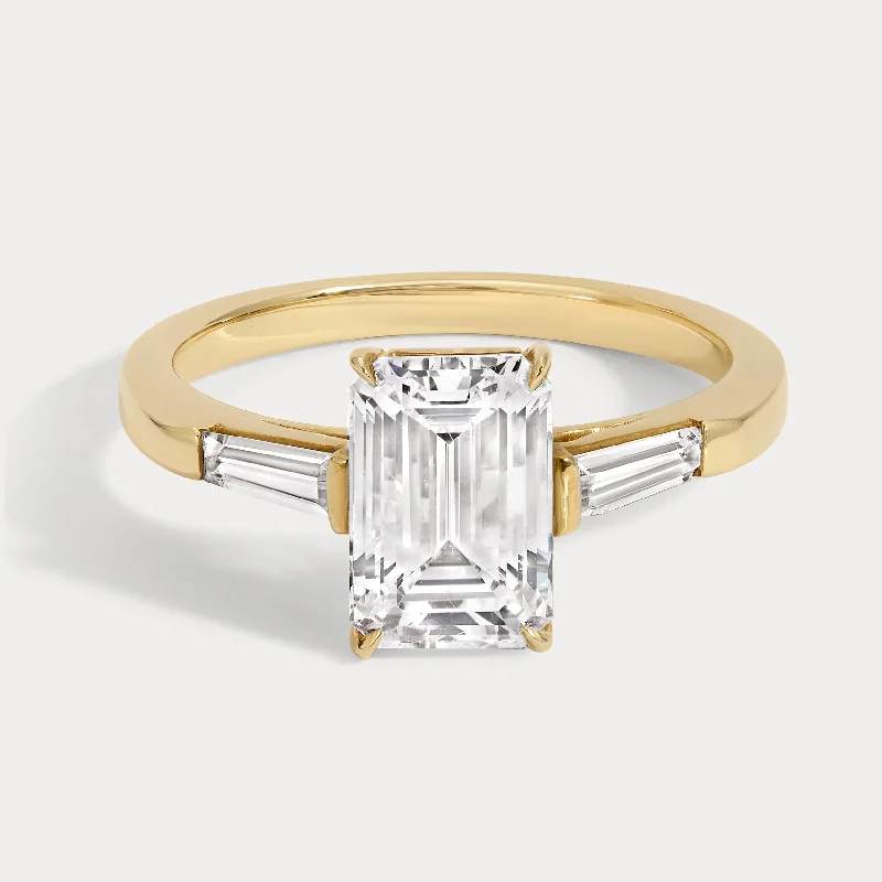 women’s engagement rings with emerald and diamond accents-Lila - 2.25ct Emerald Cut Natural Diamond Ring