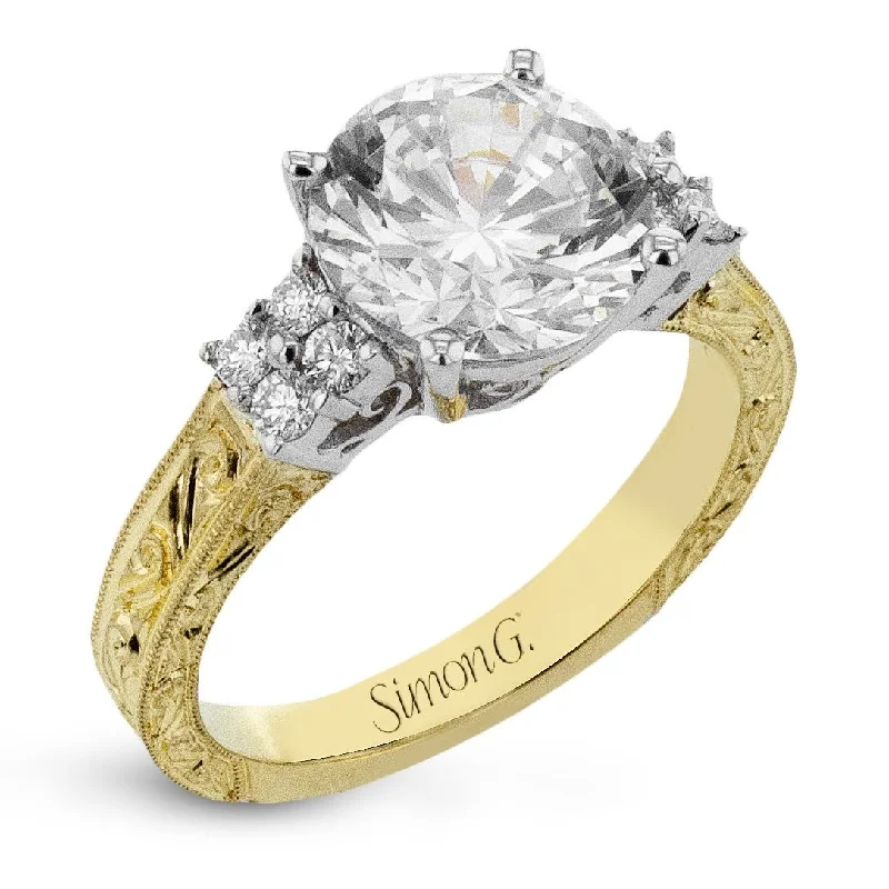 men’s wedding rings with brushed gold and diamonds-Round-cut Engagement Ring in 18k Gold with Diamonds