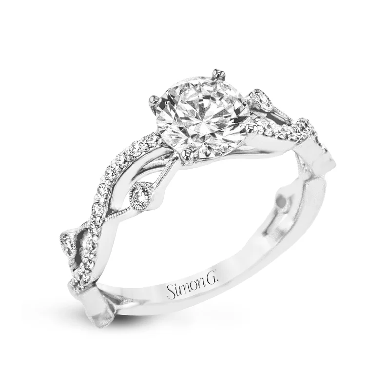 platinum engagement rings with cushion-cut diamonds-Round-Cut Criss-Cross Engagement Ring In 18k Gold With Diamonds