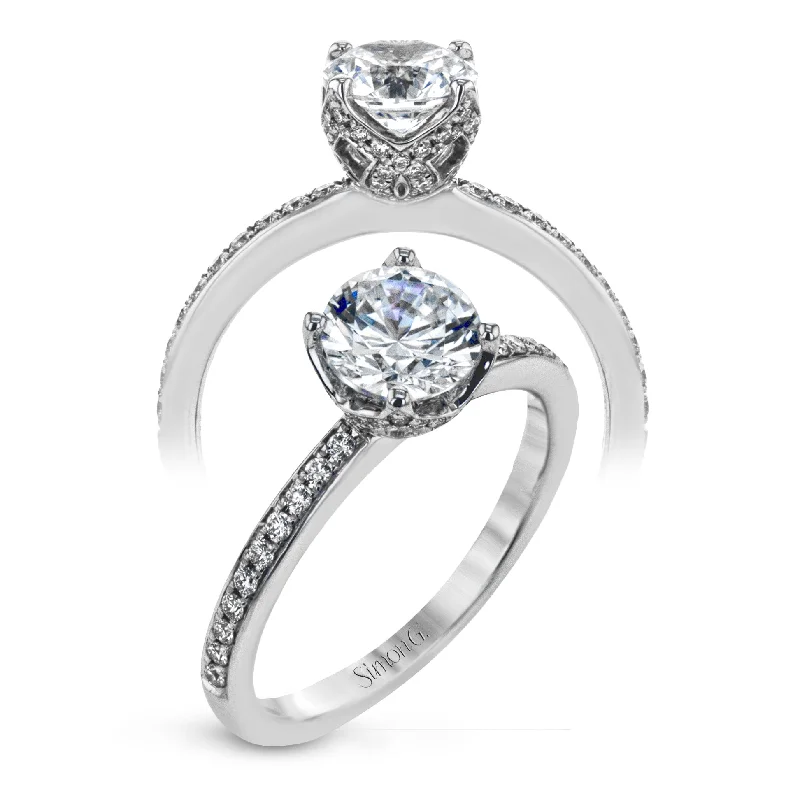 vintage engagement rings with diamond center stones-Round-cut Engagement Ring in 18k Gold with Diamonds