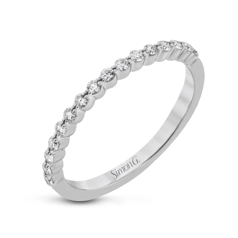 women’s wedding rings with three-stone settings-Wedding Band in 18k Gold with Diamonds