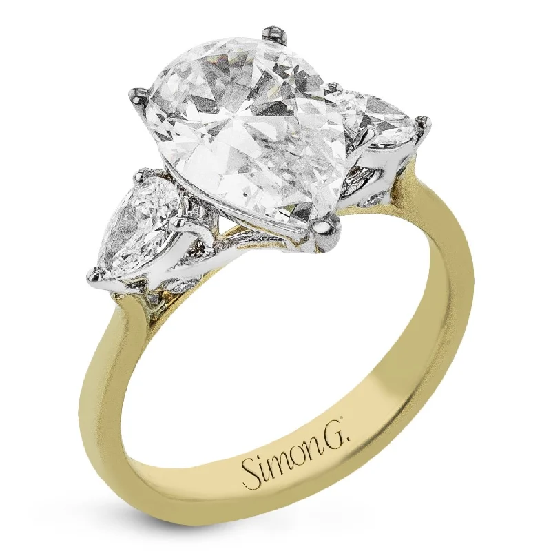 engagement rings with radiant-cut diamonds for women-Pear-cut Three-stone Engagement Ring in 18k Gold with Diamonds