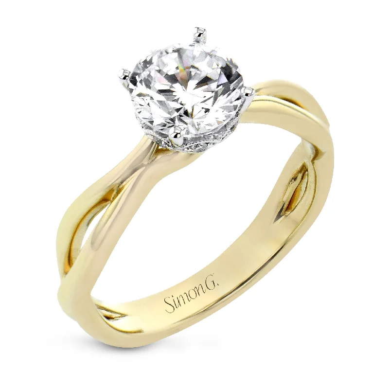 engagement rings with heart-shaped diamonds for men-Round-cut Hidden Halo Engagement Ring in 18k Gold with Diamonds