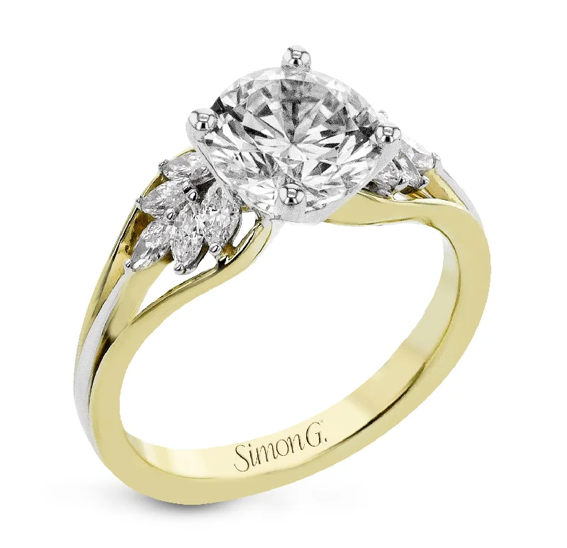 men’s wedding rings with silver and diamonds-Round-cut Engagement Ring in 18k Gold with Diamonds