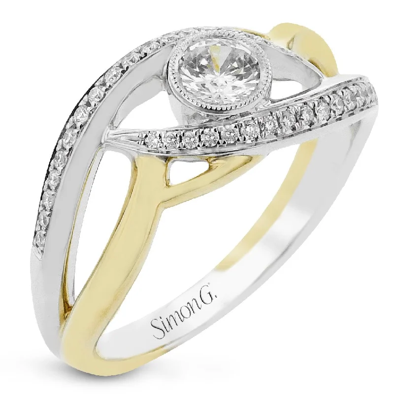 men’s wedding bands with diamond accents and designs-Round-Cut Split-Shank Engagement Ring In 18k Gold With Diamonds