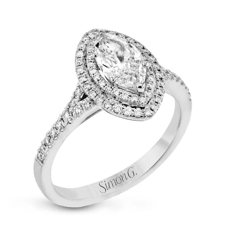 women’s rings with vintage-inspired diamond settings-Marquise-Cut Double-Halo Engagement Ring In 18k Gold With Diamonds