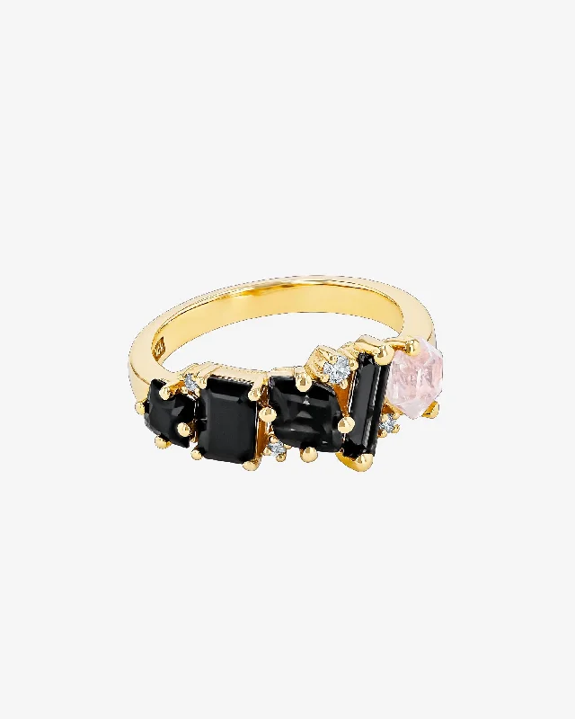 vintage engagement rings with round sapphires and diamonds-Nadima Blend Black Ombre Ring