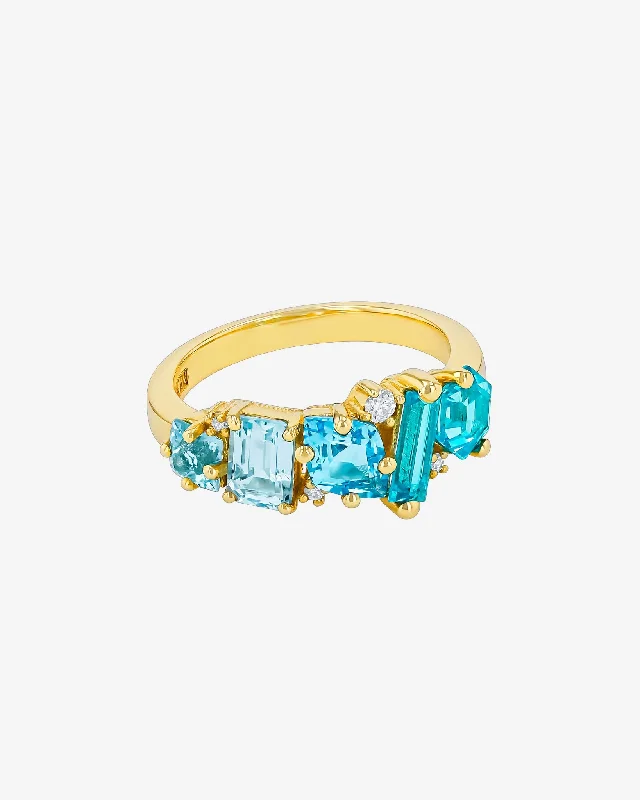 women’s engagement rings with emerald-cut diamonds and sapphires-Nadima Blend Light Blue Ombre Ring