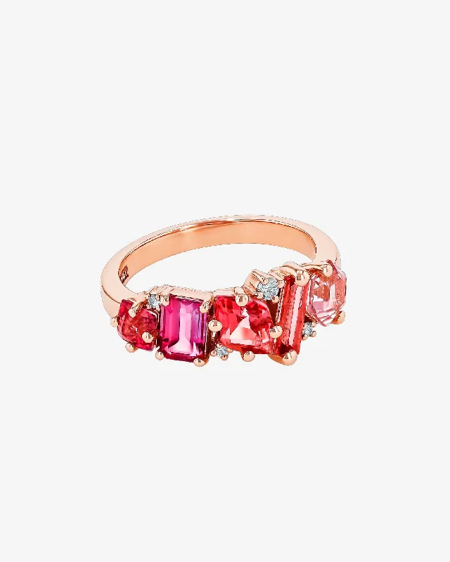 women’s engagement rings with oval sapphires and diamonds-Nadima Blend Red Ombre Ring