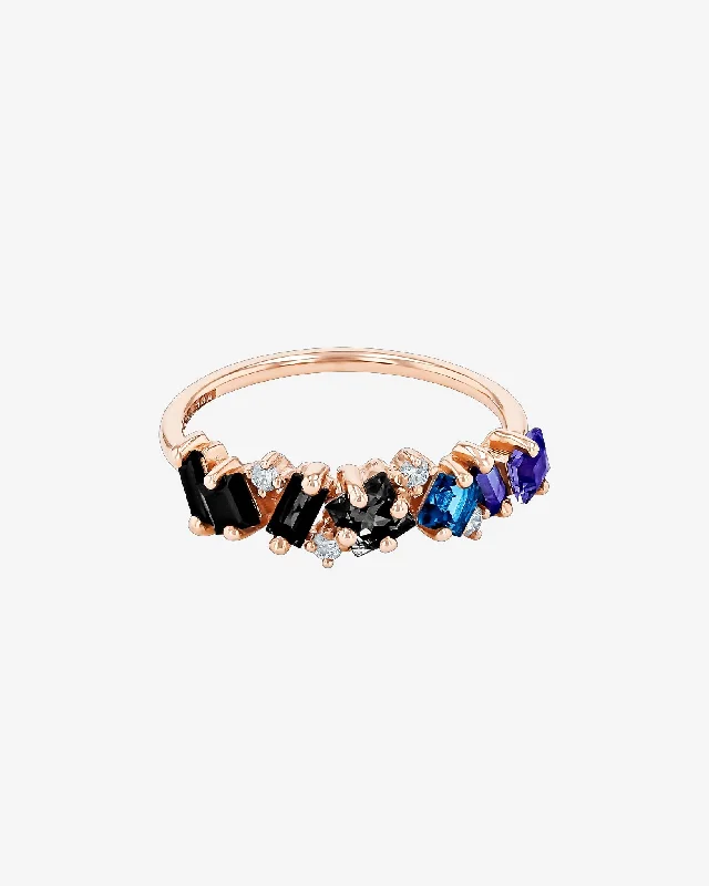 women’s rings with oval diamonds and emeralds-Nadima Dark Blue Ombre Half Band