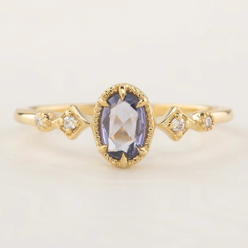 women’s wedding rings with round diamonds and tanzanite-Stella Ring Blue Sapphire