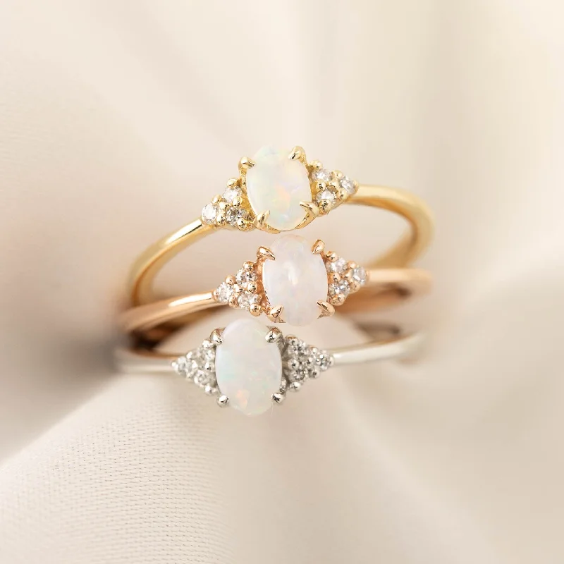 custom engagement rings with rubies and diamonds-Teresa Ring - Opal