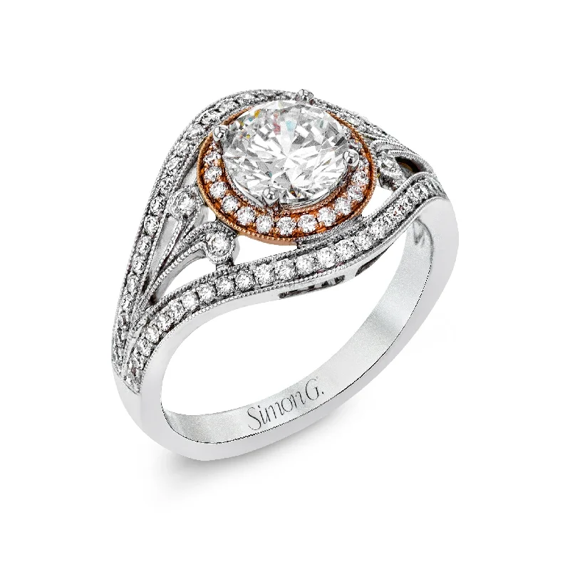 women’s wedding bands with gemstone accents and diamonds-Round-cut Engagement Ring in 18k Gold with Diamonds