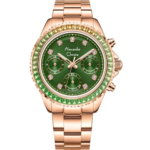 watches with carbon fiber cases for lightweight durability-Alexandre Christie Green Dial Women 36mm 2B13BFBRGGN