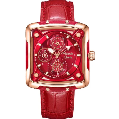 smartwatch for seniors with large fonts and emergency button-Alexandre Christie Red Dial Women 36mm 3030BFLRGRE