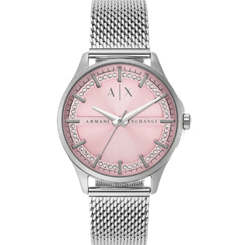 watches with leather and stainless steel for modern appeal-Armani Exchange Hampton Pink Dial Women 36mm