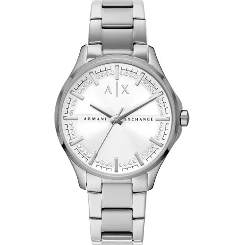 waterproof fitness trackers for active outdoor use-Armani Exchange Hampton Silver Dial Women 36mm